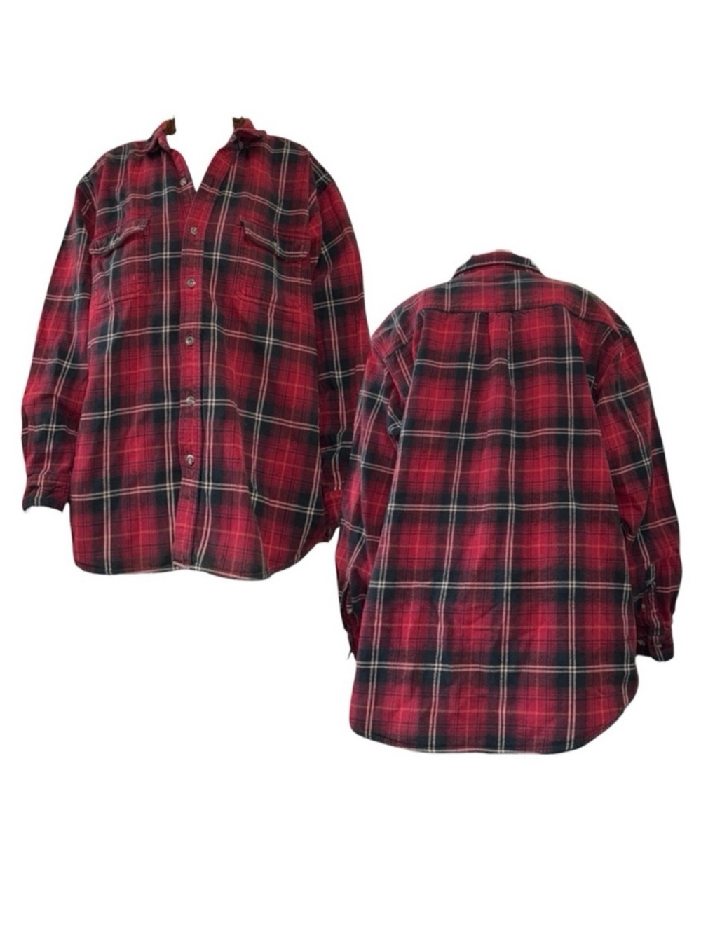 Classic Red Plaid Flannel Button-Up Shirt Jacket